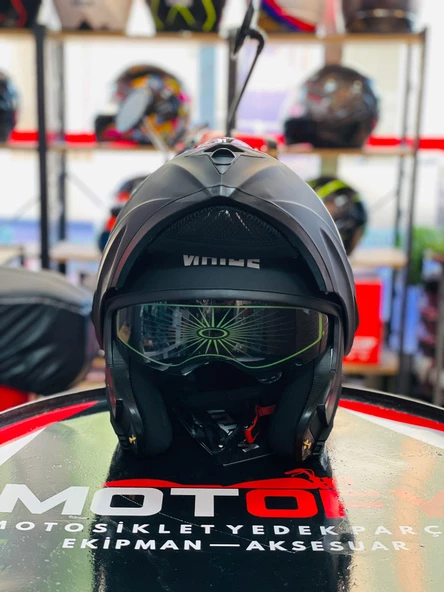 VİRTUE ÇENE AÇILIR GÜNEŞ VİZÖRLÜ ECE 22.05 GÜVENLİK SERTİFİKALI KASK MAT SİYAH MEDİUM M - Resim 2