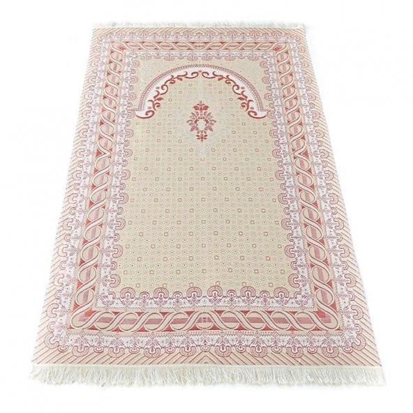 İpek Saten Osmanlı Desenli Seccade Kırmızı 67x120 cm - 230 gr - 1