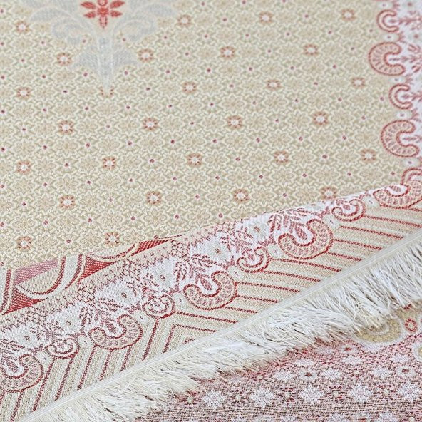 İpek Saten Osmanlı Desenli Seccade Kırmızı 67x120 cm - 230 gr - 4