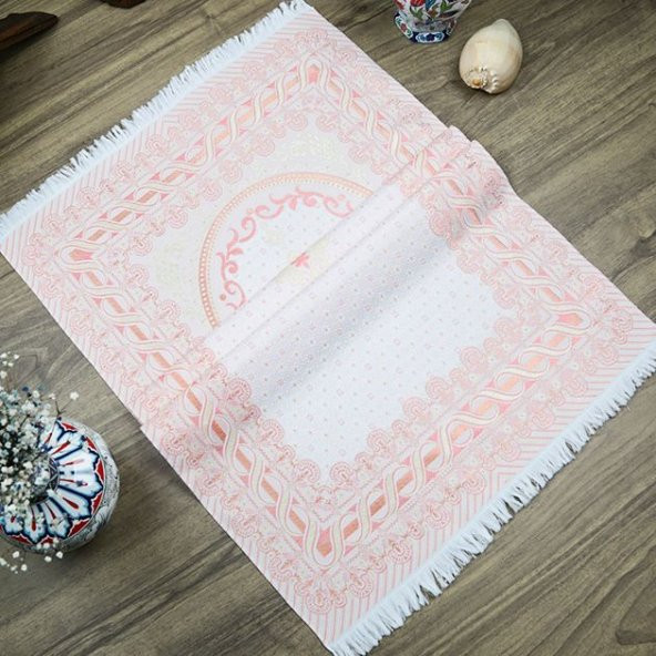 İpek Saten Osmanlı Desenli Seccade Pembe 67x120 cm - 230 gr - 3