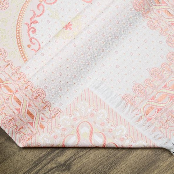 İpek Saten Osmanlı Desenli Seccade Pembe 67x120 cm - 230 gr - 4