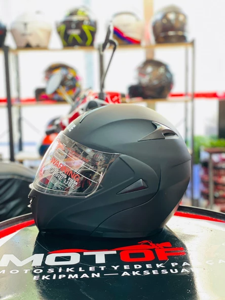 VİRTUE ÇENE AÇILIR GÜNEŞ VİZÖRLÜ ECE 22.05 GÜVENLİK SERTİFİKALI KASK MAT SİYAH XLARGE XL