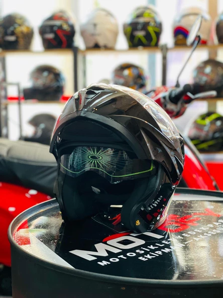 VİRTUE ÇENE AÇILIR GÜNEŞ VİZÖRLÜ ECE 22.05 GÜVENLİK SERTİFİKALI KASK SİYAH LARGE L - Resim 4