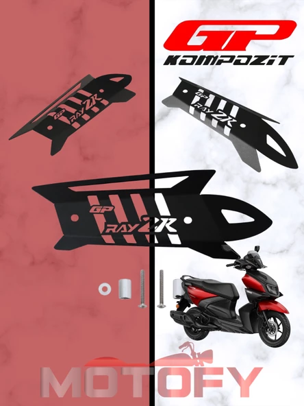 GP Kompozit Yamaha RayZR 2024 Uyumlu Egzoz Koruma Kapağı Siyah - Resim 2