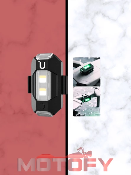 Kablosuz Şarjlı Çakarlı Çok Modlu Mini Drone ve Uçak Kanadı  Led İkaz ve farkındalık sağlar - 7 Renk Lamba Led - Araba Motosiklet Bisiklet - 2