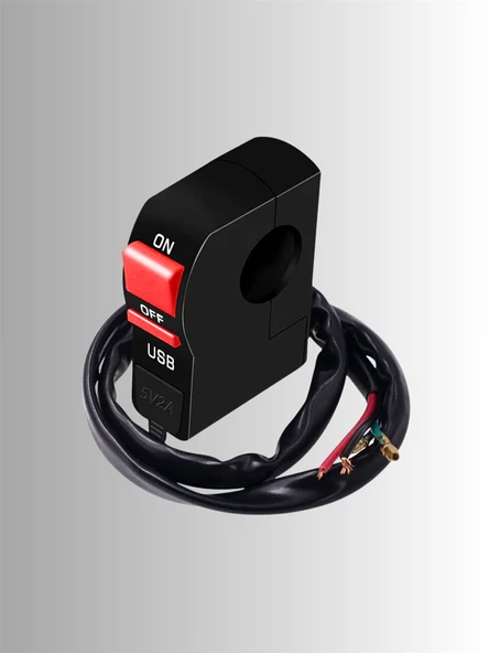 MOTOSİKLET SİS FARI AÇ KAPA DÜĞMESİ KIRMIZI BUTONU - GİDONA TAKILABİLİR USB ŞARJ DESTEKLİ-GİRİŞLİ - Resim 4
