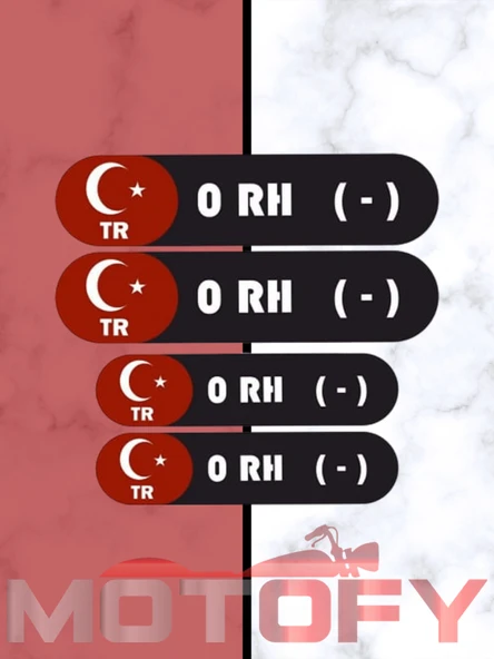 KAN GRUBU KASK ETİKETİ 4 PARÇA 0 RH (-) ETİKET STİCKER ürün görseli