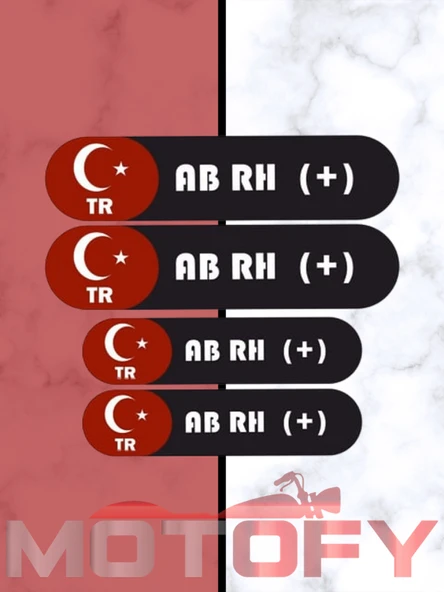 KAN GRUBU KASK ETİKETİ 4 PARÇA AB RH (+) ETİKET STİCKER ürün görseli