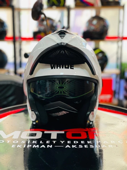 VİRTUE ÇENE AÇILIR GÜNEŞ VİZÖRLÜ ECE 22.05 GÜVENLİK SERTİFİKALI KASK BEYAZ XLARGE XL - Resim 3