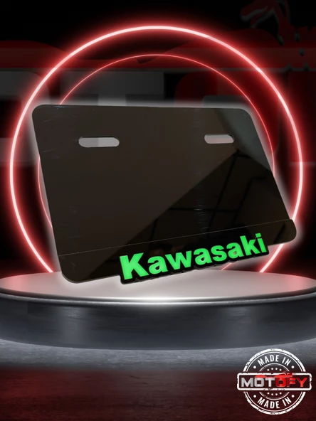 YEŞİL KAWASAKİ LOGOLU PREMİUM PLEKSİ PLAKALIK 19X11,5 CM