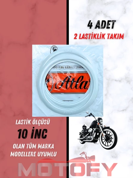 ATLAS 10 İNC BEYAZ LASTİK YANAĞI TAKIMI (2 LASTİK İÇİN)