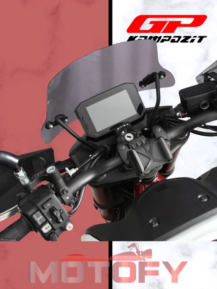 GP Kompozit Honda CB750 Hornet 2023-2024 Uyumlu Ön Cam Siyah 28 cm - Resim 4