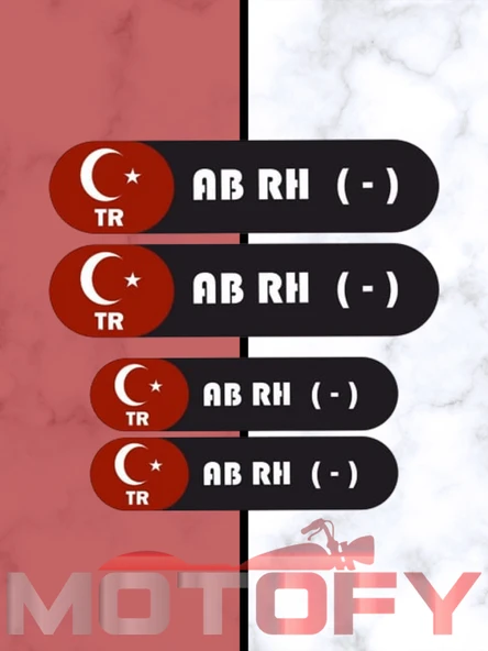 KAN GRUBU KASK ETİKETİ 4 PARÇA AB RH (-) ETİKET STİCKER ürün görseli