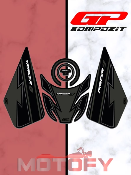 GP Kompozit Yamaha MT-09 Tracer 2021-2024 Uyumlu Tank Pad Seti Siyah ürün görseli