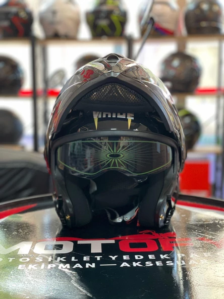 VİRTUE ÇENE AÇILIR GÜNEŞ VİZÖRLÜ ECE 22.05 GÜVENLİK SERTİFİKALI KASK SİYAH GOLD KANAT DETAYLI MEDİUM M - Resim 2