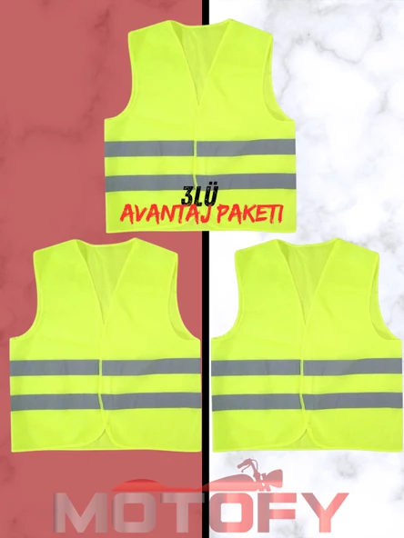 Motosiklet Reflektörlü İkaz ve Görünürlük Yeleği (3 ADET)