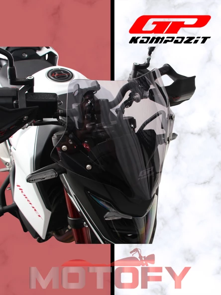 GP Kompozit Honda CB750 Hornet 2023-2024 Uyumlu Ön Cam Siyah 28 cm - Resim 5