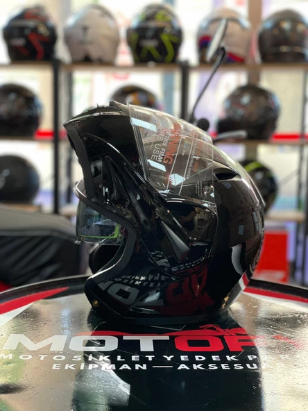 VİRTUE ÇENE AÇILIR GÜNEŞ VİZÖRLÜ ECE 22.05 GÜVENLİK SERTİFİKALI KASK SİYAH SMALL S - Resim 3
