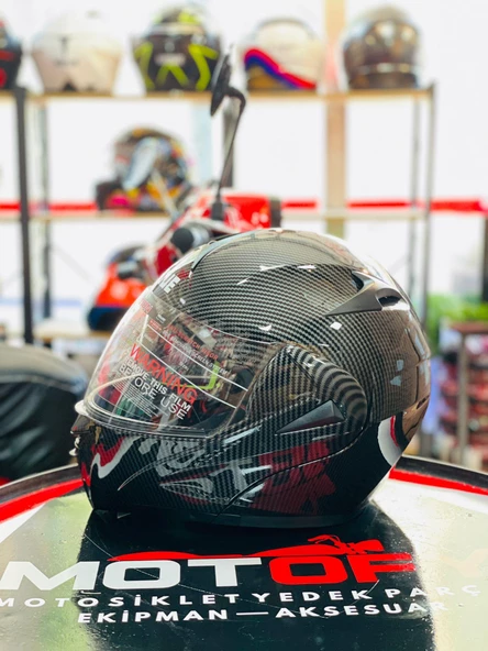 VİRTUE ÇENE AÇILIR GÜNEŞ VİZÖRLÜ ECE 22.05 GÜVENLİK SERTİFİKALI KASK KARBON SMALL S