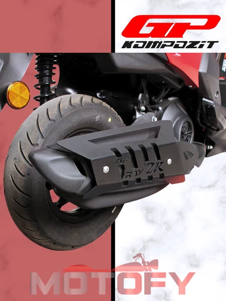 GP Kompozit Yamaha RayZR 2024 Uyumlu Egzoz Koruma Kapağı Siyah - Resim 6