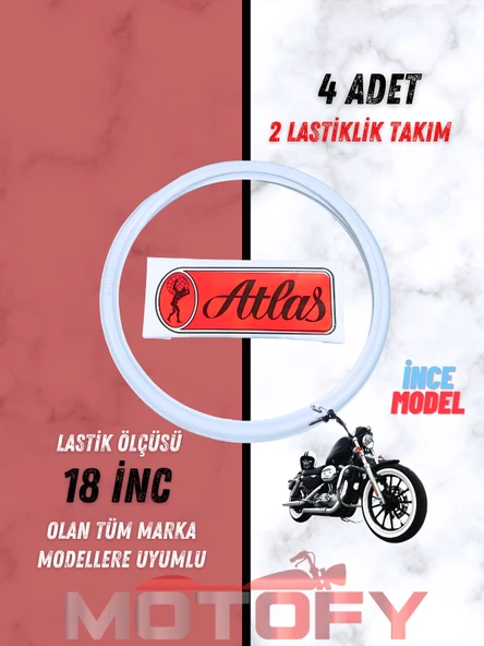 ATLAS 18 İNC BEYAZ  İNCE MODEL LASTİK YANAĞI TAKIMI (2 LASTİK İÇİN)