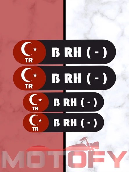 KAN GRUBU KASK ETİKETİ 4 PARÇA B RH (-) ETİKET STİCKER ürün görseli