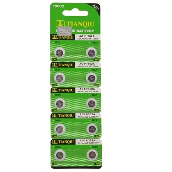 TıanQıu Ag11 Lr721/362 Alkalin 10'lu Düğme Pil