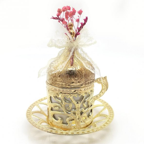 Lora Davet Söz Nişan Tepsisi Damat Kahve Fincanı (1 Adet) Altın - 53651 - 2