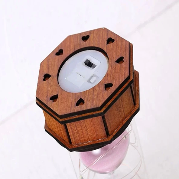 Işikli Dekoratif Ahşap Kum Saati - Resim 5