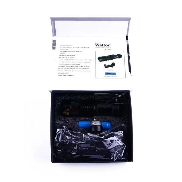 Mini Güçlü Şarjlı Pilli El Feneri  Wt-304 - Resim 7