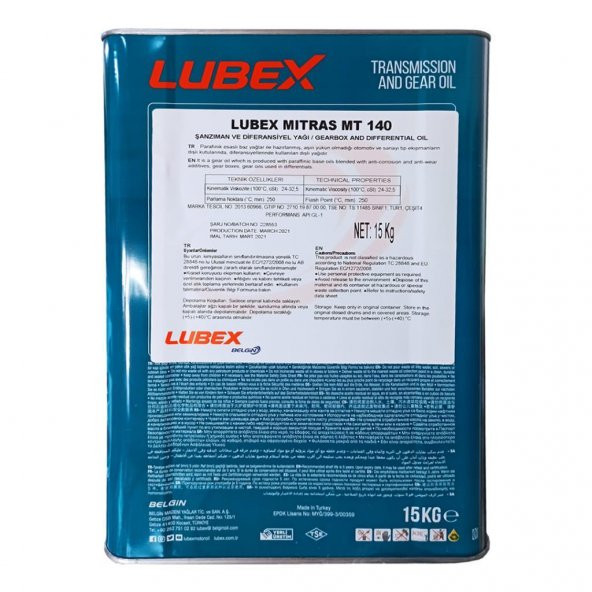 Lubex Mitras MT 140 15 KG Manuel Şanzıman Yağı