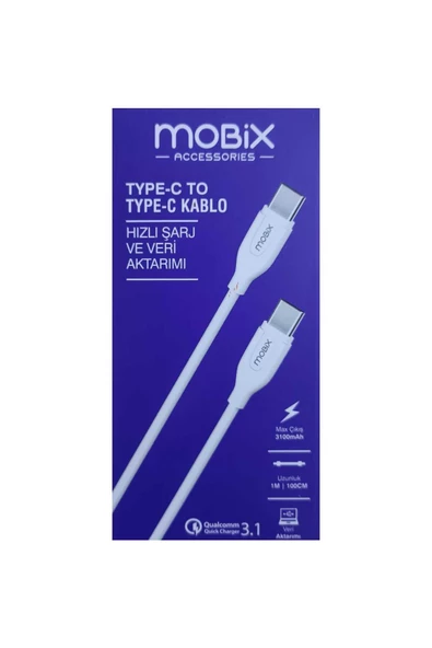 MOBİX Mobix Usb-c To Type-c ^3a Data Ve Şarj Kablosu- Beyaz