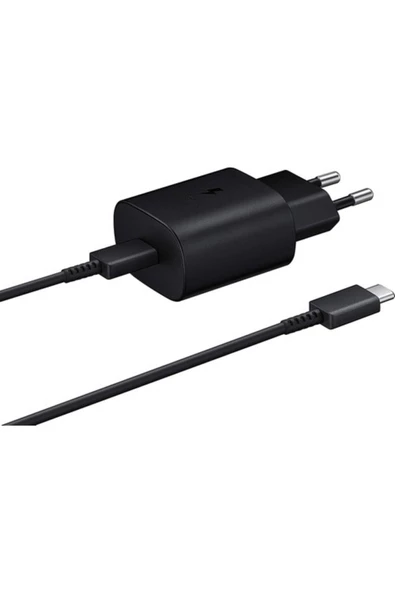 Samsung Galaxy A54 5G Fast Charging 25W Type-C Çıkışlı Kablolu Şarj Aleti Siyah(Samsung Türkiye Gara