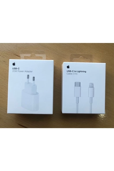 Apple 20 W Usb-c Güç Adaptörü Mhje3tu/a Ve Usb-c - Lightning Kablosu (1m) - Mm0a3zm/a (1 Set) Orijinal