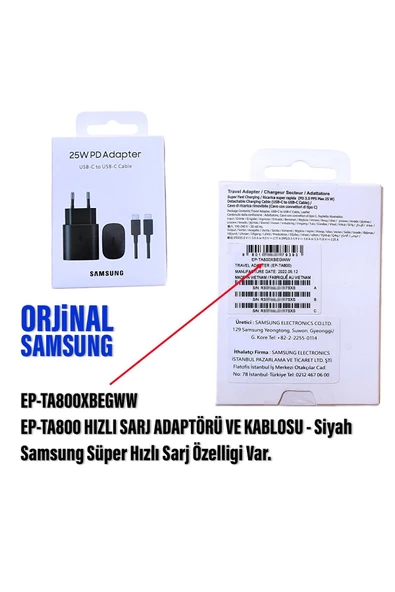 Samsung EP-TA800 Type-C Şarj Aleti 25W HIZLI - Type C Kablo Set (Samsung Türkiye Garantili) - 2