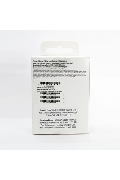 Samsung Galaxy S24 Ultra Fast Charging 25W Type-C Çıkışlı Kablolu Şarj Aleti Siyah(Samsung Türkiye G - 6