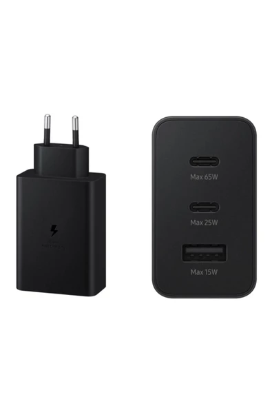 Samsung 3in1 65W 2xPD+UsbA 3 Çıkışlı Şarj Aleti + 60W Type-C To Type-C Hızlı Data ve Şarj Kablo 1.8M - 7