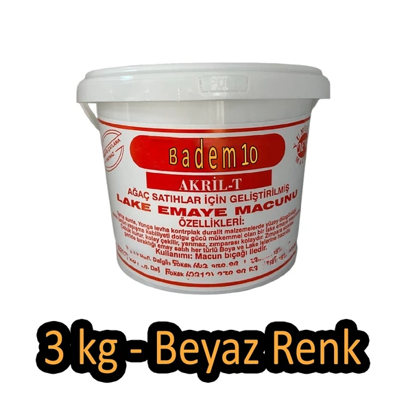 Akril Lake Emaye Macunu Tahta Ahşap Sunta Mdf Yonga Kontrplak Duralit Dolgu Tamir Macunu Beyaz 3 Kg - 4