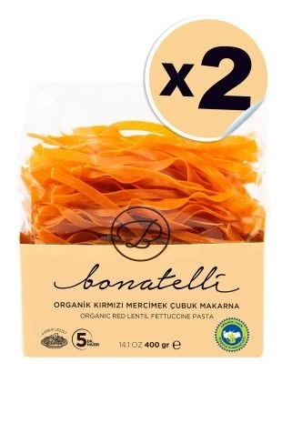PASTA BONATELLİ 2Lİ ORGANİK KIRMIZI MERCİMEKLİ MAKARNA