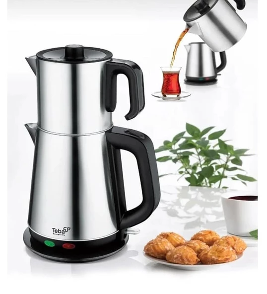 Teba Paslanmaz Çelik Çay Makinası çaycı 1500 w 1,8 lt emniyet sistemli - 3
