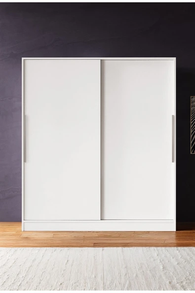 AEKA Ae-4001 Zambak Sürgülü Dolap Çok Raflı Çekmeceli Askılı Beyaz Kasalı (Beyaz-Beyaz Kapaklı) Gardırop - 4