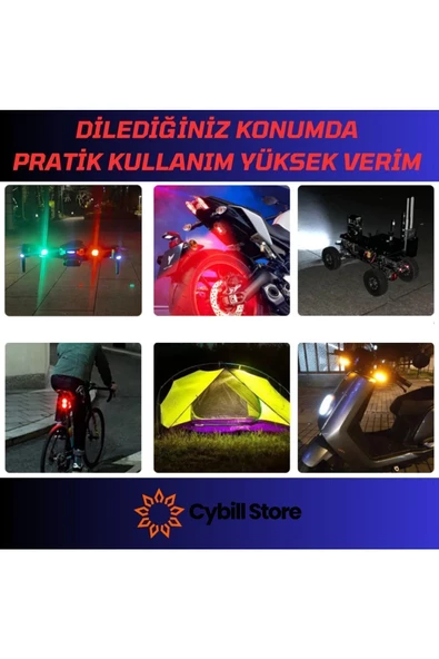 TTT Çakarlı Şarjlı 7 Renk Ve 20 Modlu Mini Led Işık Drone Motorsiklet Araba Bisiklet Işığı - 5