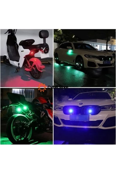 TTT Çakarlı Şarjlı 7 Renk Ve 20 Modlu Mini Led Işık Drone Motorsiklet Araba Bisiklet Işığı - 6