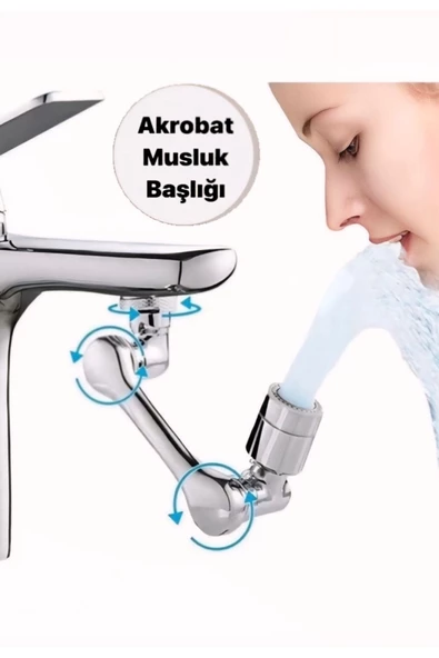 SRDmutfak 1080° Dönüşlü Her Köşeye Ulaşan Akrobat Mutfak ve Lavabo Bataryası /Musluk Ucu Başlığı