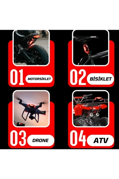 TTT Çakarlı Şarjlı 7 Renk Ve 20 Modlu Mini Led Işık Drone Motorsiklet Araba Bisiklet Işığı - 2