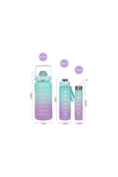TTT 3'lü motivasyon suluk seti 2.000 ML - 750 ML- 300 ML 3’lü se - 6