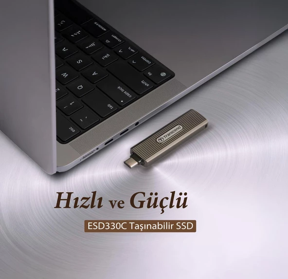 Transcend TS1TESD330C 1TB Type-C 10Gbps Gizlenebilir Başlıklı Taşınabilir Metal Kasa SSD - 3