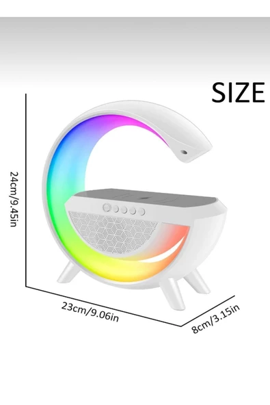 TTT G Şeklinde|Çok Fonksiyonlu|Kablosuz Şarj Standlı |Bluetooth Hoparlör | Rgb Gece Lambası App Kontrol - 2