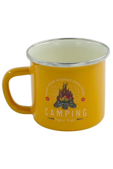 Orcamp Retro Emaye Kupa Bardak 330 cc Yellow Camping