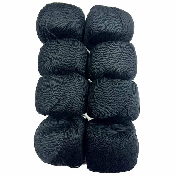 Gazzal Baby Cotton İhraç Fazlası Örgü İpi Paket ( 800 Gram ) Siyah ürün görseli 1